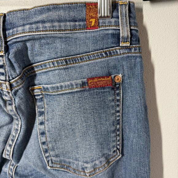 7 For All Mankind Roxanne Ankle Jeans Womens 27 Frayed Hem Cropped Medium Wash - Picture 7 of 11